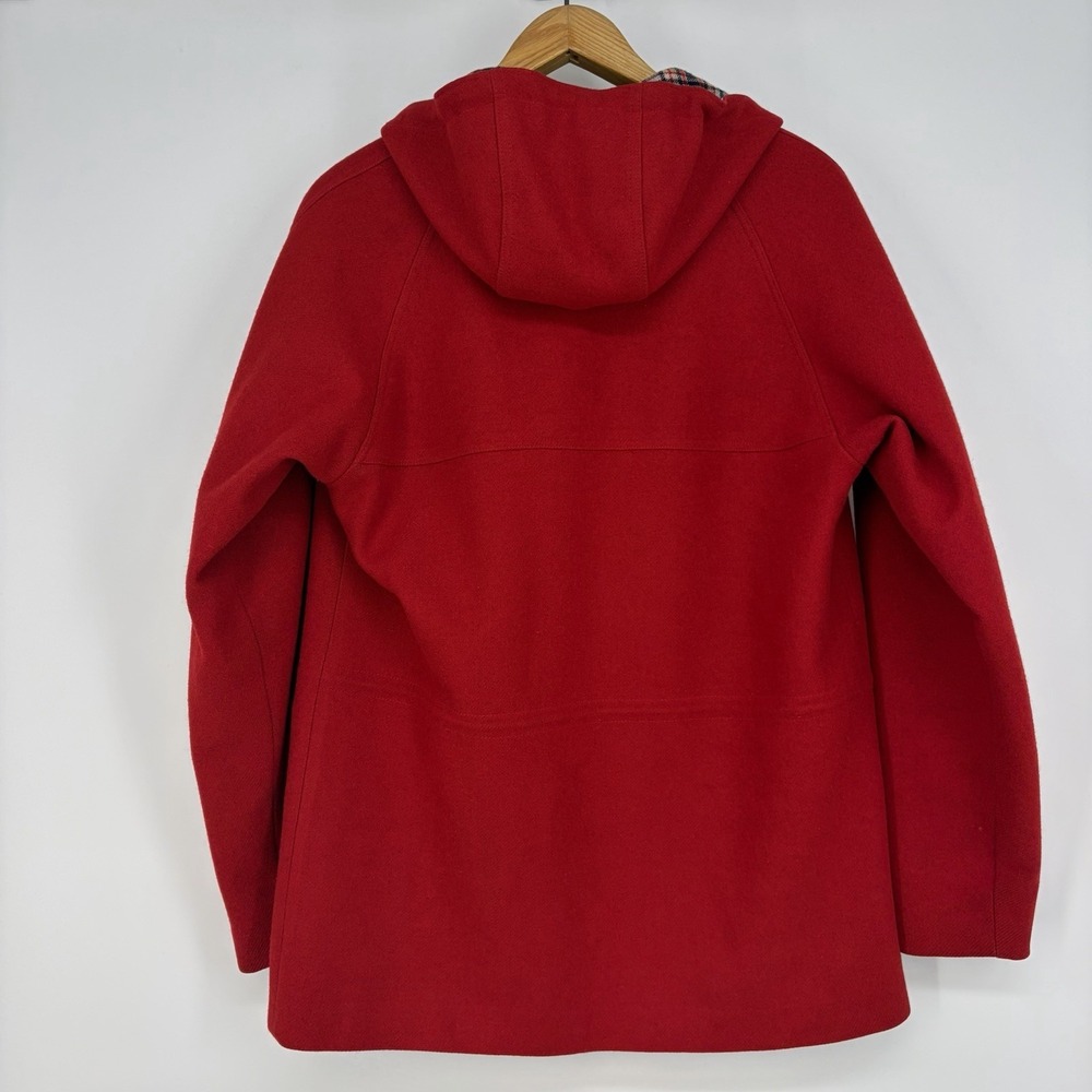 VTG 70s Lobo Pendleton Women 40 Hooded Red Wool Coat Plaid Grunge Chore Barn M - Picture 10 of 10